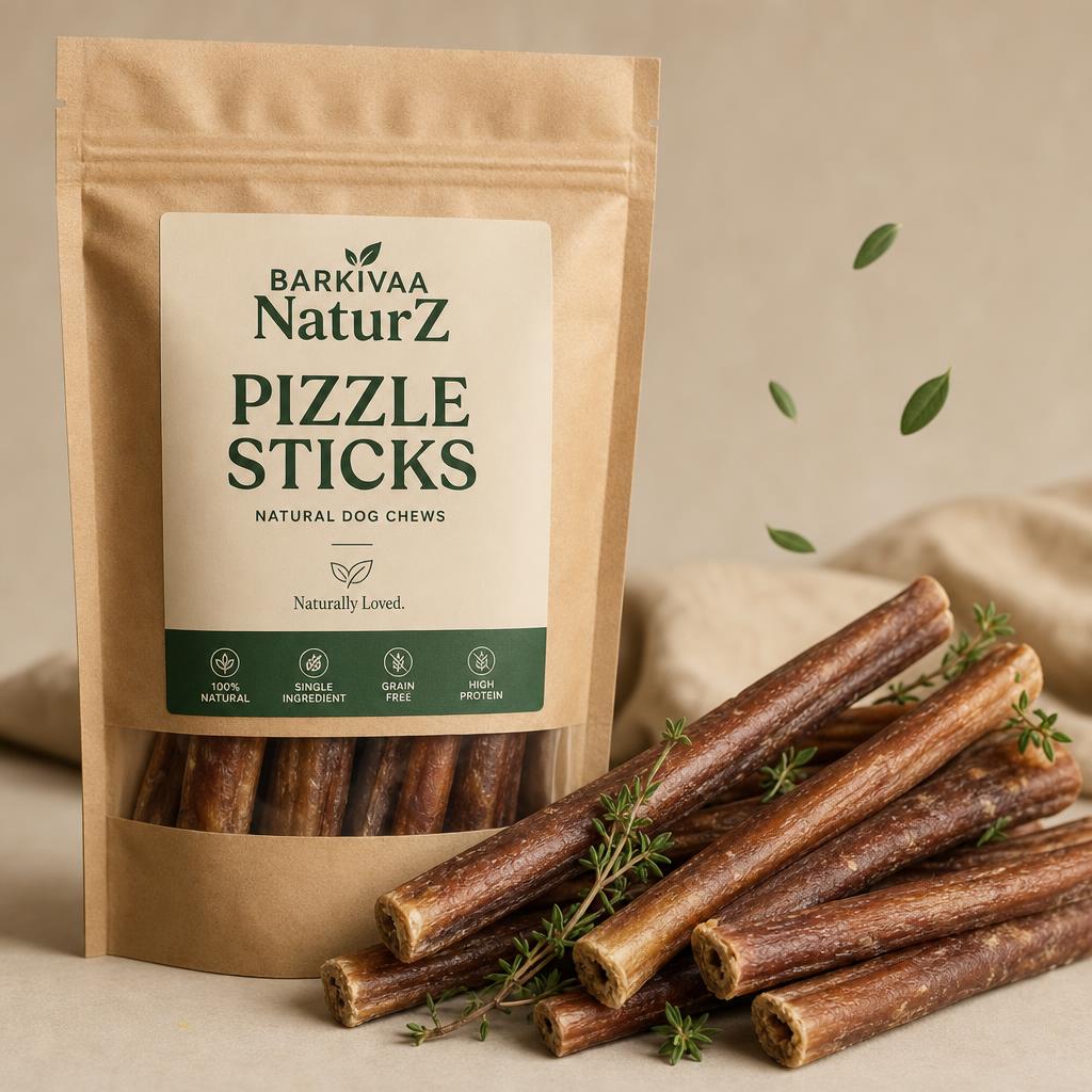 Barkivaa NaturZ Pizzle Sticks pouch with natural bully sticks